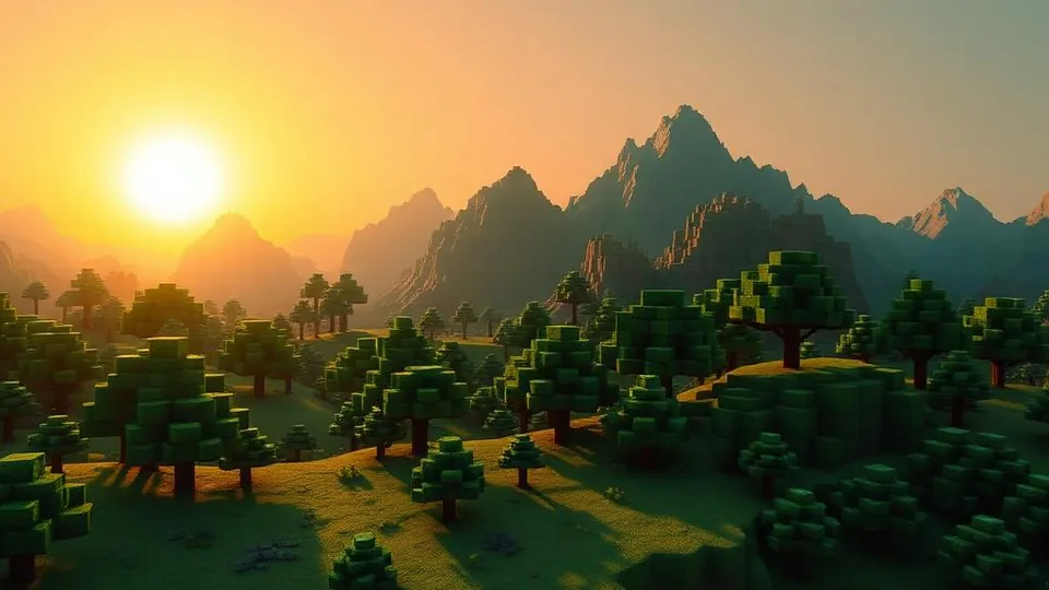 Cenário ilustrativo de Minecraft